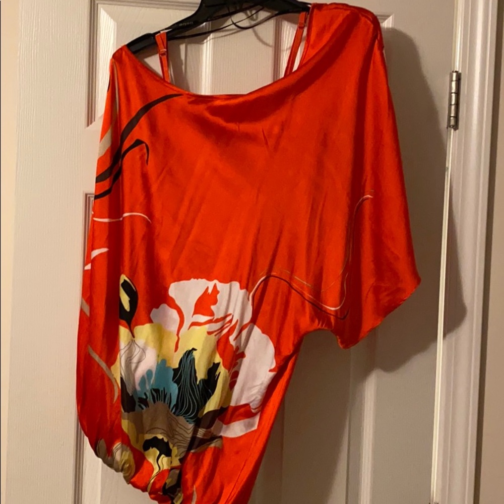 Orange Floral Dress w/ Dress Underneath